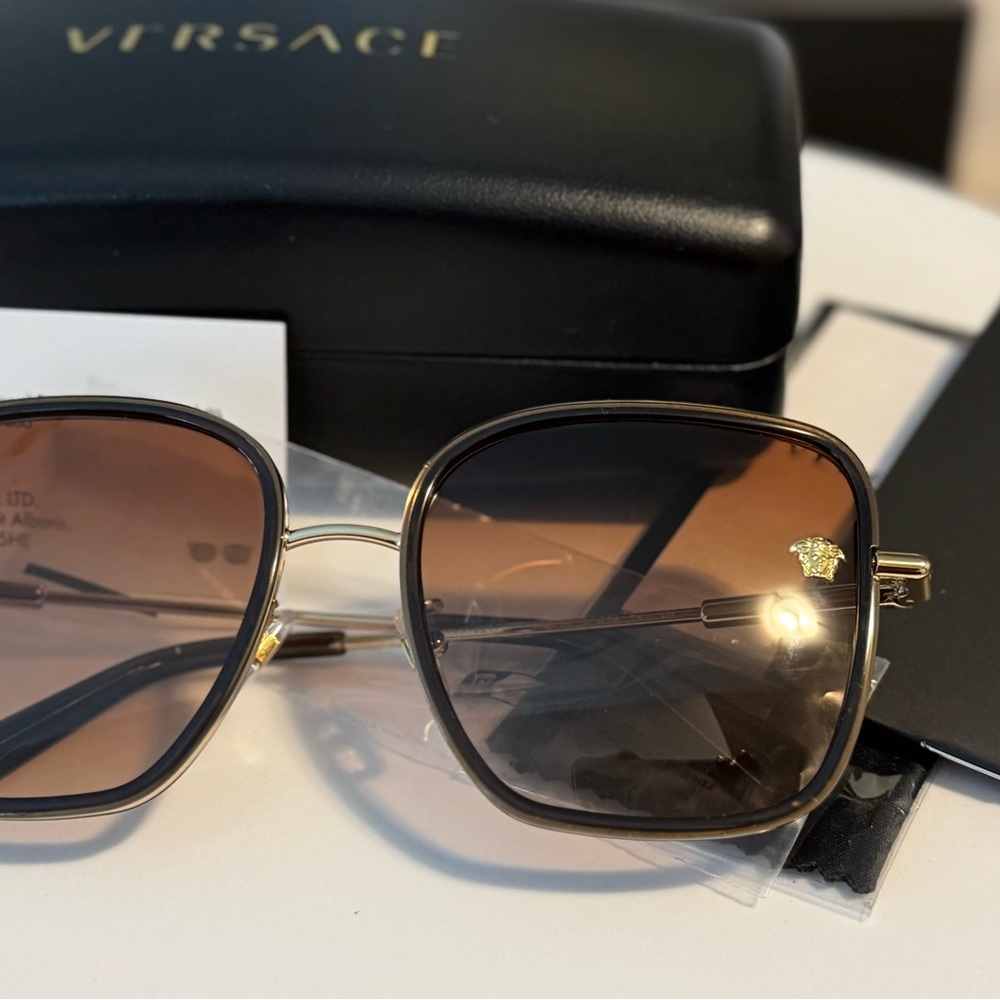 Versace Gold and Brown Sunglasses with Gradient Lenses